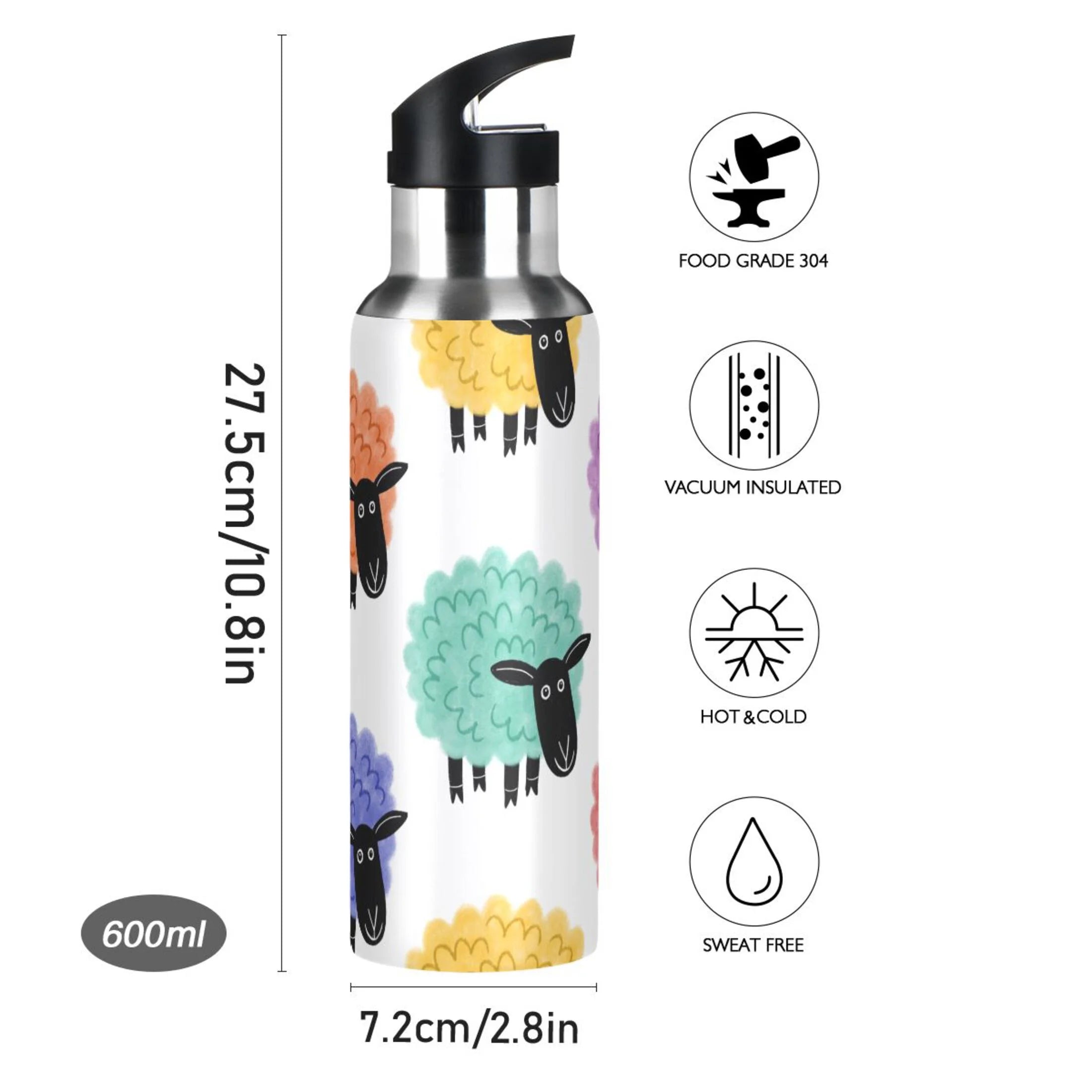 Stainless Steel Insulated Water Bottle with Straw Lid B79660