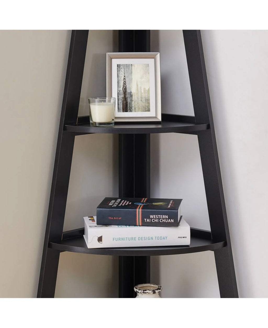 Black 5-Tier Corner Ladder Display Shelves T576475