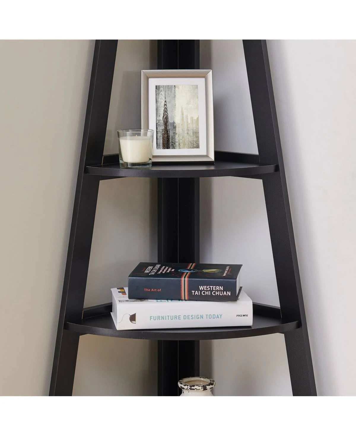 Black 5-Tier Corner Ladder Display Shelves T576475