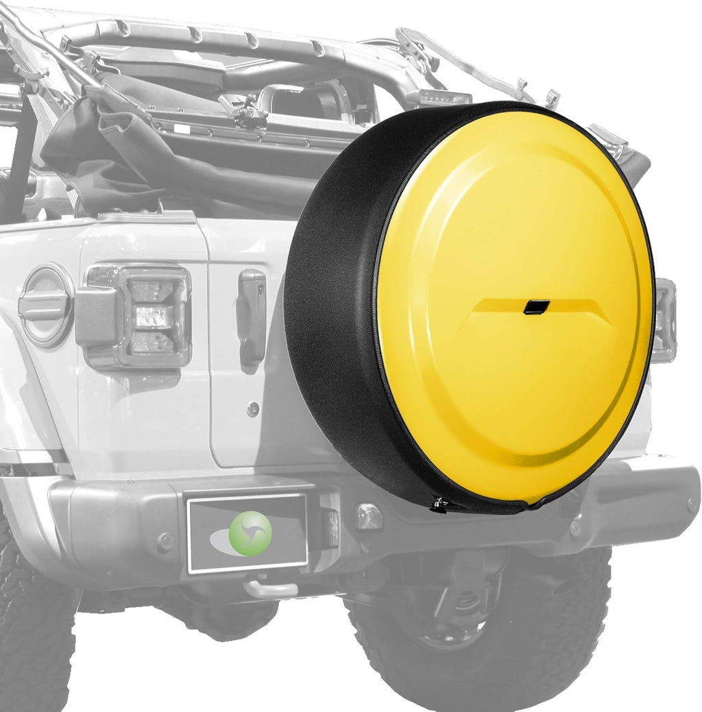 Bright White Painted Plastic Face Black Powder-Coated Ring Tire Cover O6184