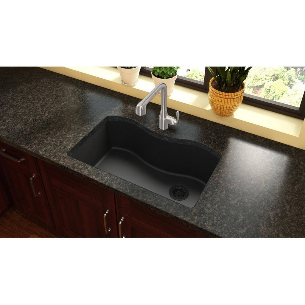 Quartz Classic Single Bowl Undermount Sink, Dusk Gray H464