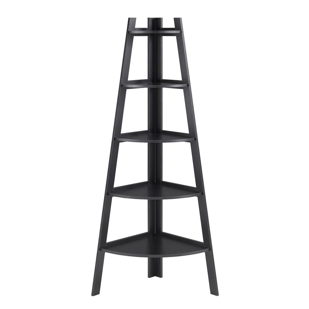 Black 5-Tier Corner Ladder Display Shelves T576475