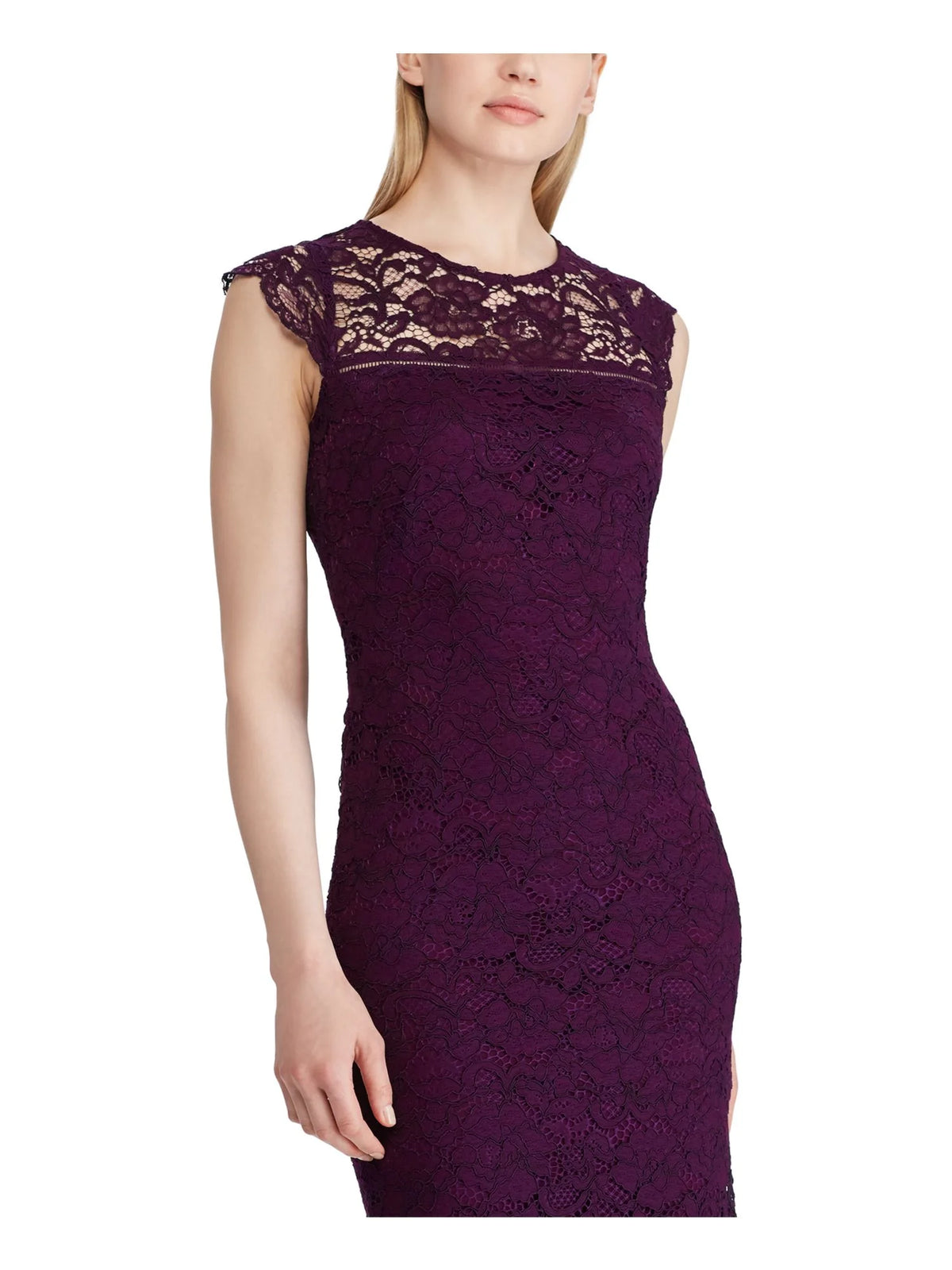 Purple Cap Sleeve Sheath Evening Dress G514