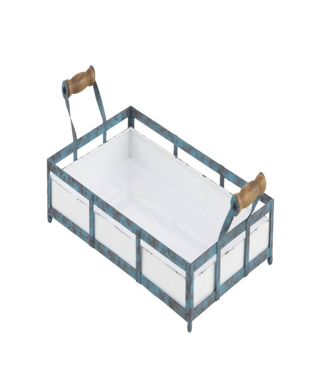 Set of 2 Blue Metal Farmhouse Tray K5309