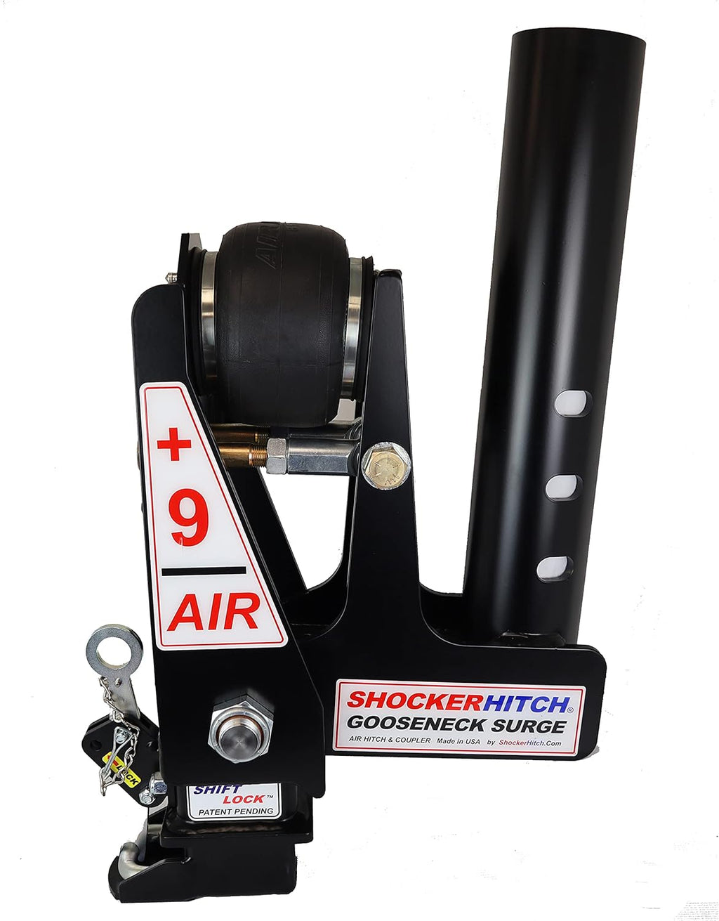 Gooseneck Air Hitch & Coupler, Square 4 Straight Pin 30K Coupler 9 Offset W5412
