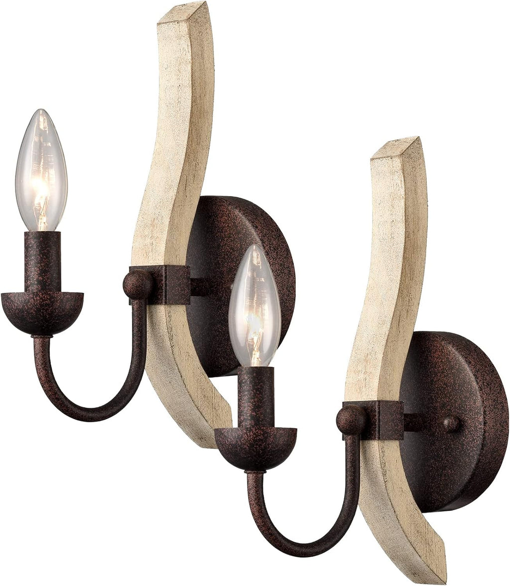 Farmhouse Wooden Wall Sconces Set of Two R594