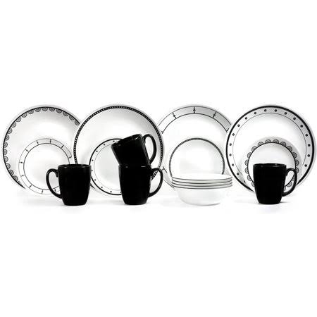 16 Pieces Black White Dinner Set Y769892