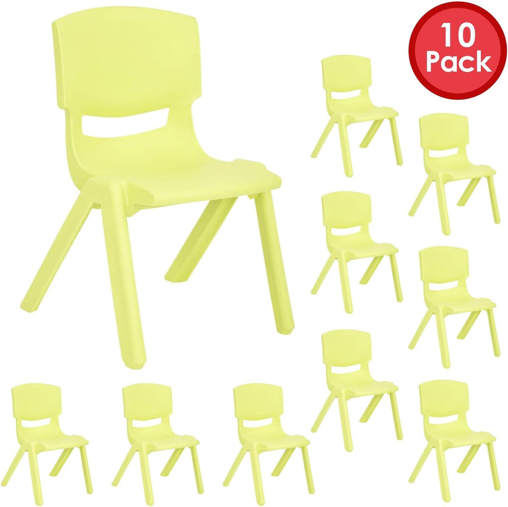 10 Pack Yellow Stackable Plastic Kids Learning Chairs H77502
