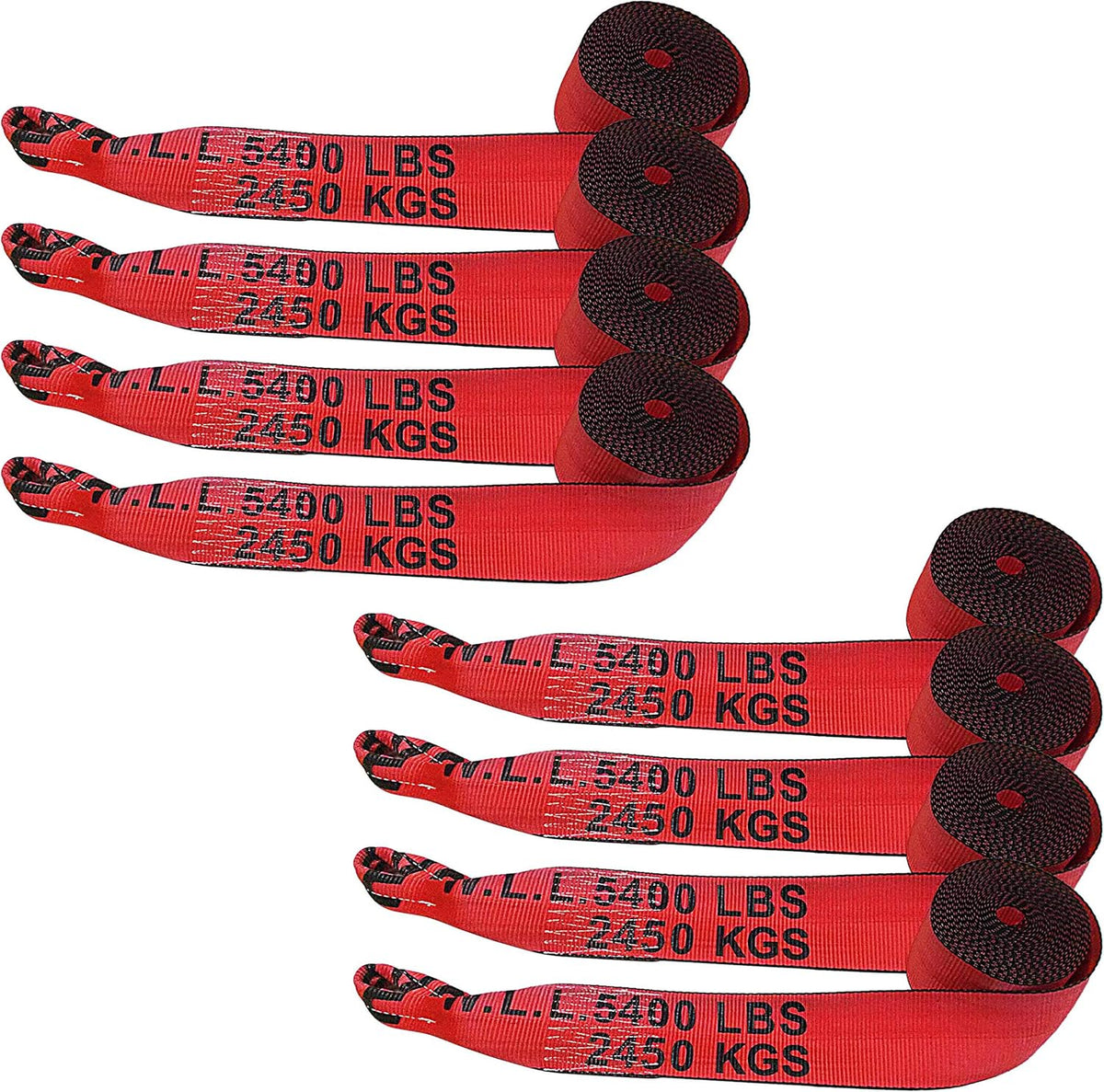 4 x 30' Heavy Duty Twisted Loop Winch Strap Tie Down (Yellow, 10 - Pack) P282
