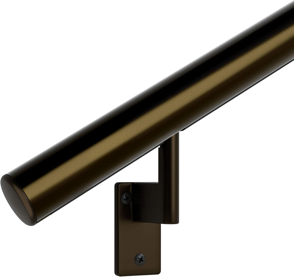 Satin Black Anodized Aluminum Handrail Kit with Wall Brackets and Endcaps L13545