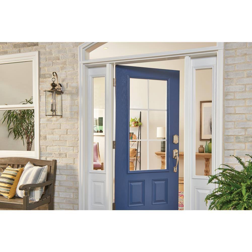 Satin Nickel Smart WiFi Door Lock with Alarm and Accent Lever Handleset H395