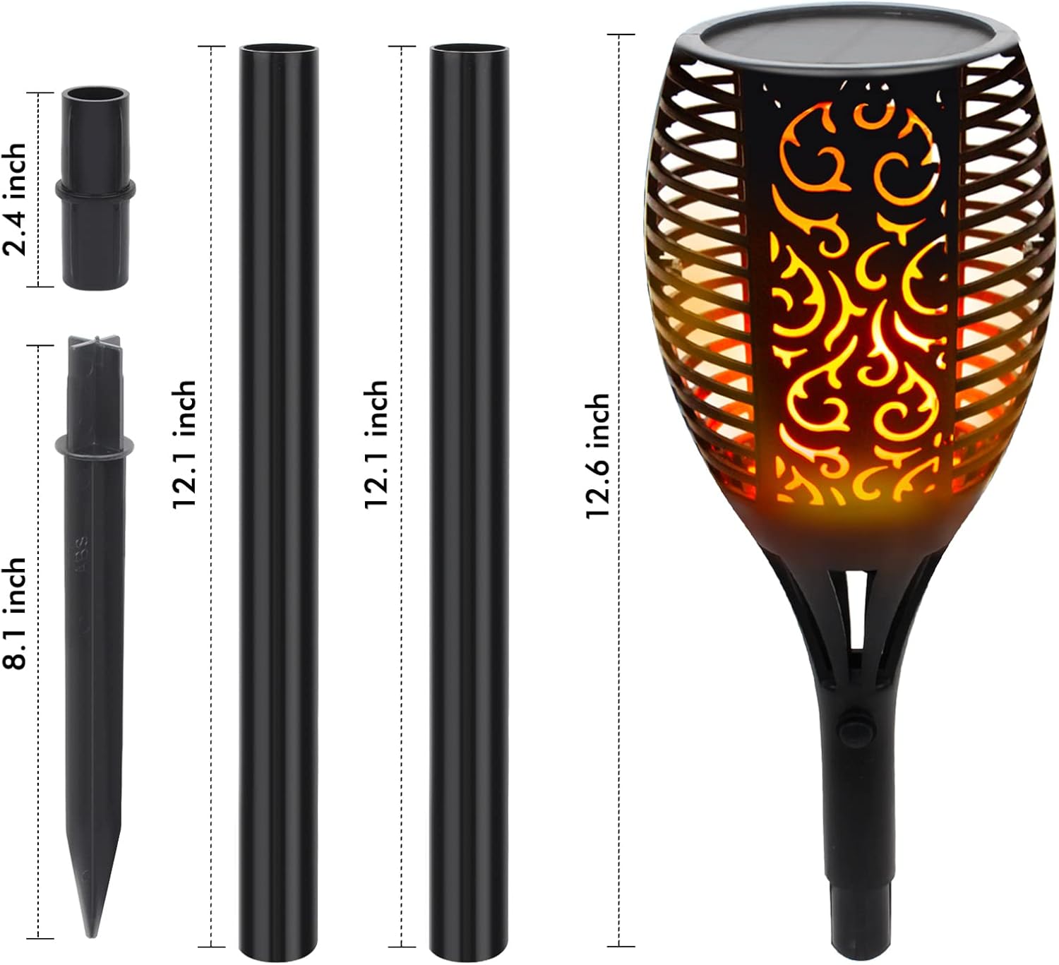 96 LED Waterproof Torch Flickering Flames Solar Light, 4Pack L922