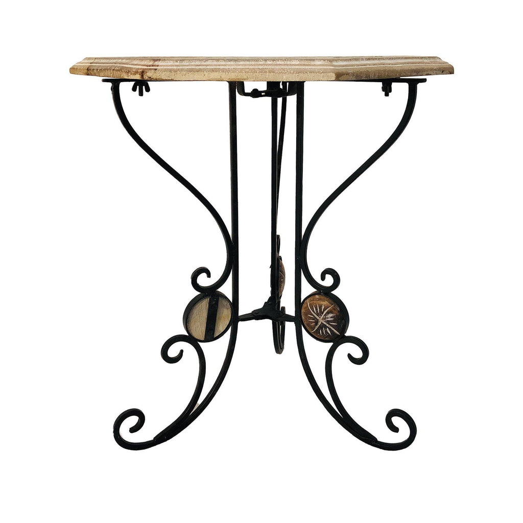 Octagonal Mango Wood Table with Scrolled Foldable Legs M1023