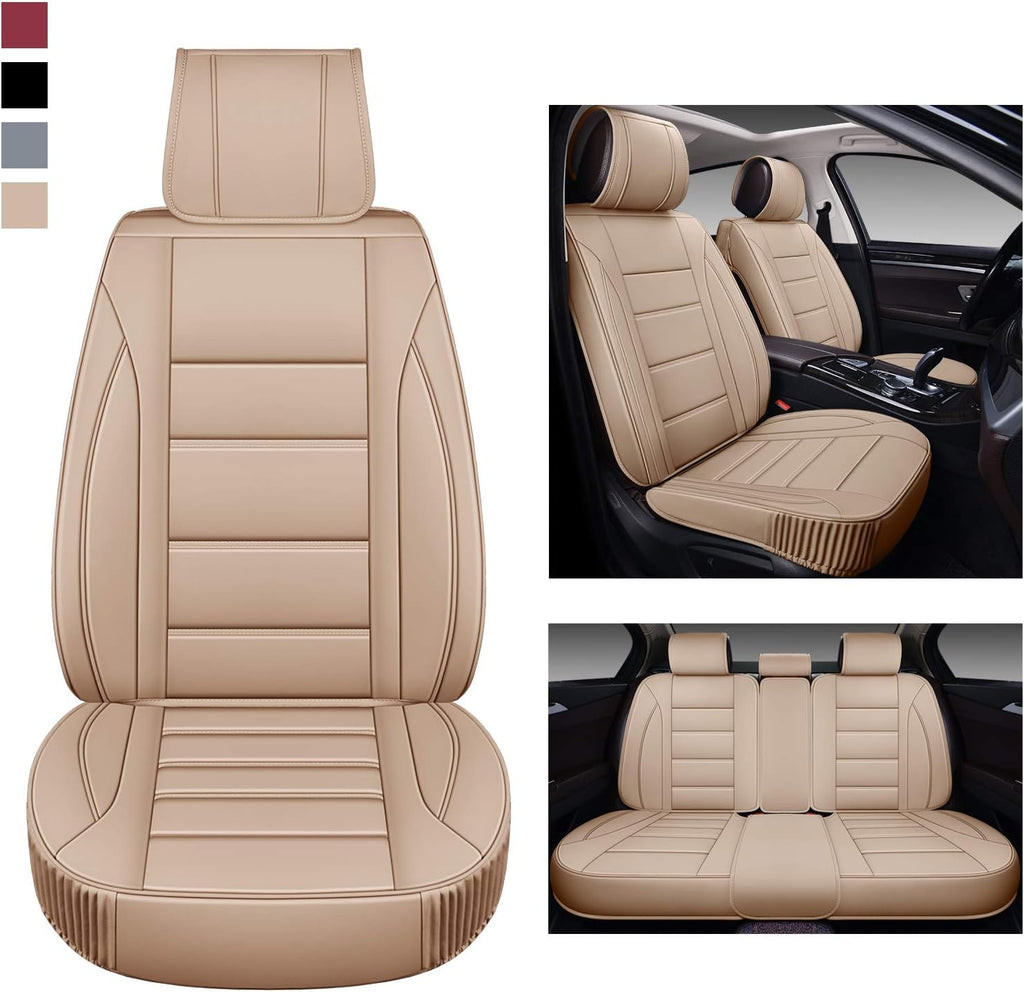 Leather Car Seat Covers Front Pair with Faux Waterproof Leather V68856