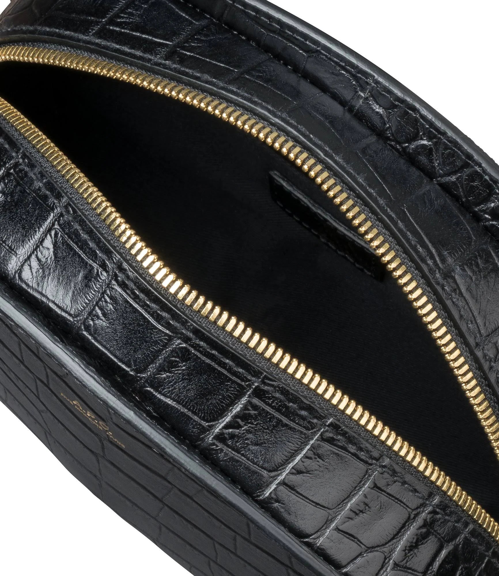 Black Croco Embossed Leather Shoulder Bag L83187