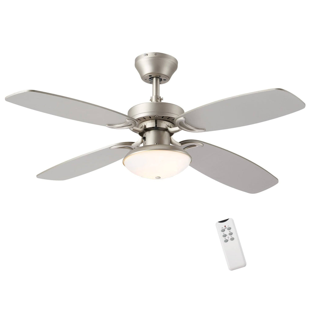 Brushed Nickel Ceiling Fan with Light and Remote Control S197