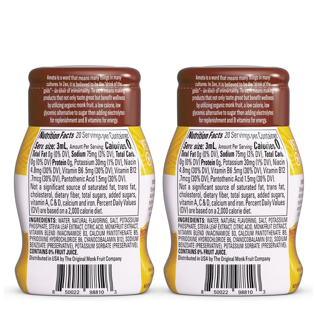 Liquid Hydration Sweetened with Organic Monk Fruit & Stevia, Zero Calories, Low Carb, No Sugar, Vegan, Classic Variety (80 Servings, Pack of 4) C733457