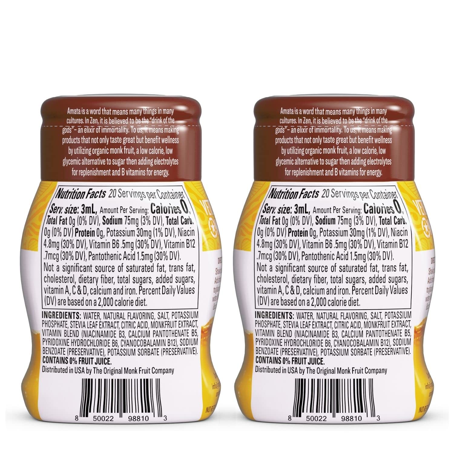 Liquid Hydration Sweetened with Organic Monk Fruit & Stevia, Zero Calories, Low Carb, No Sugar, Vegan, Classic Variety (80 Servings, Pack of 4) C733457