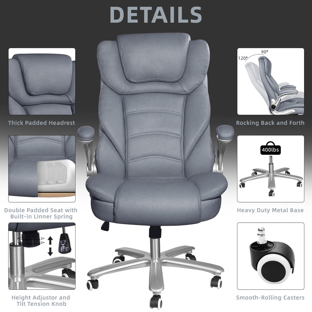 Light Blue PU Leather High Back Office Chair W249