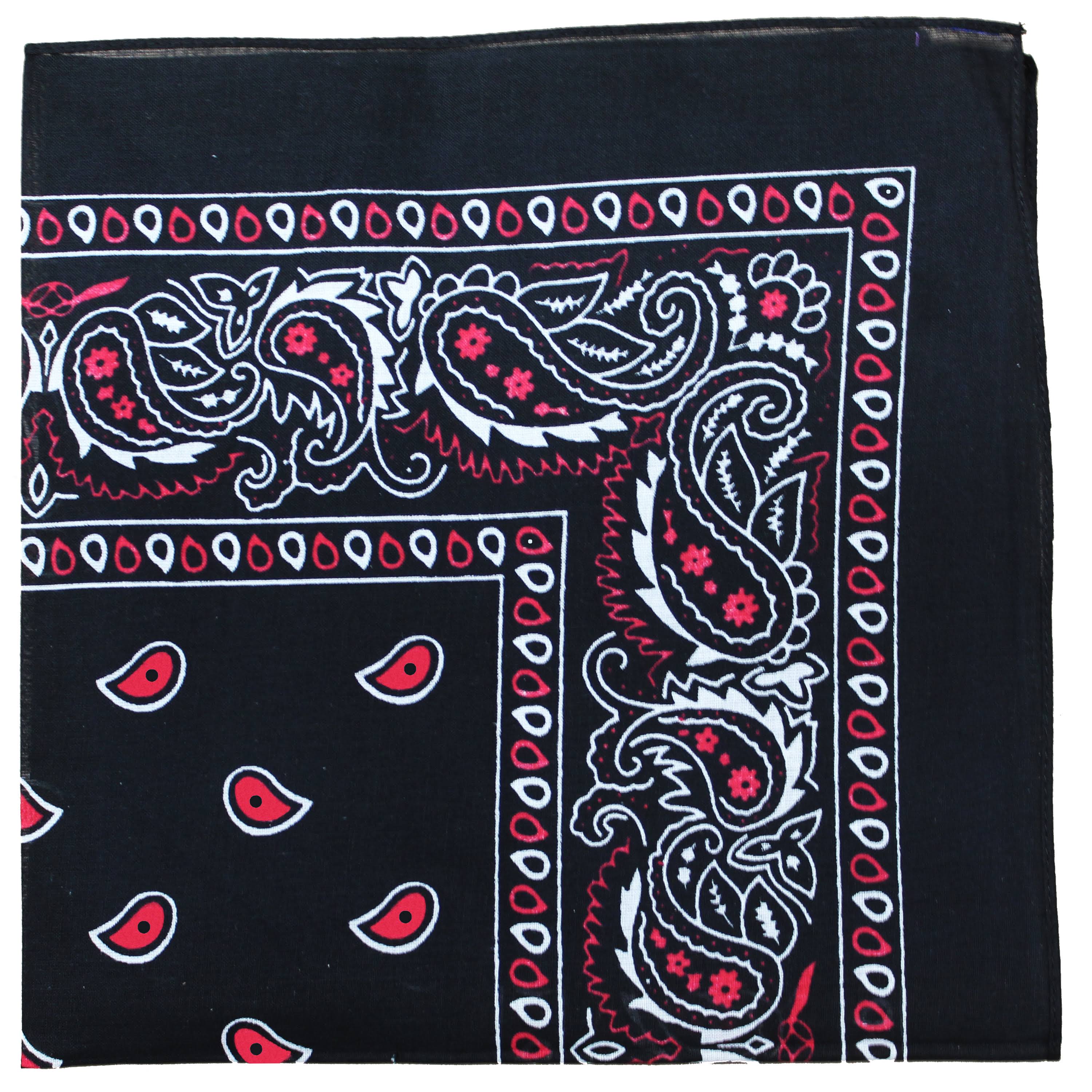 250 Pack Black and Red Paisley Polyester Bandanas A210