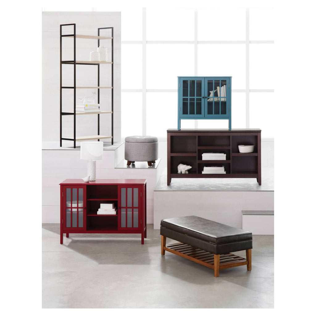 Red 2 Door Storage Cabinet with Center Shelves I9803