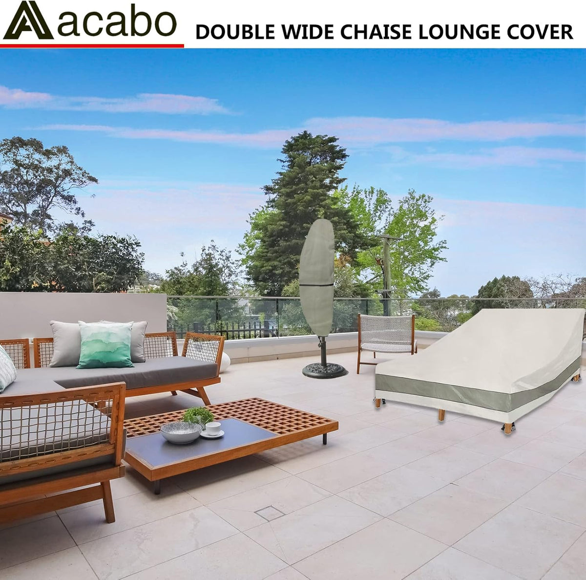 Double Wide Patio Chaise Lounge Chair Cover 82Inch Heavy Duty Waterproof X229