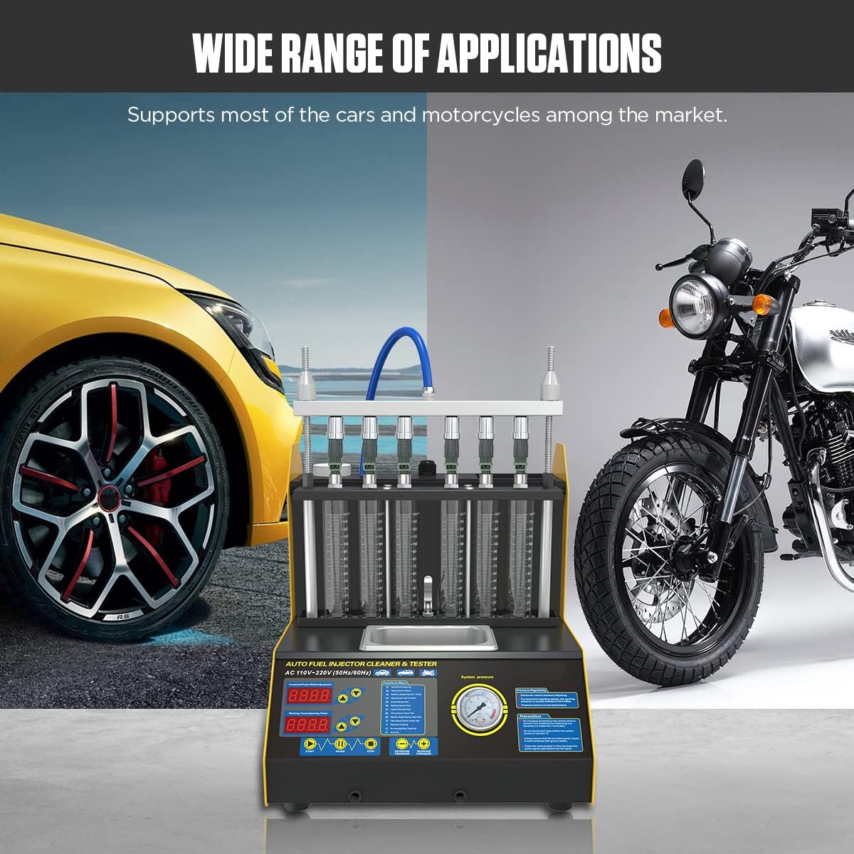 6 Cylinder Ultrasonic Fuel Injector Cleaner and Tester 110V/220V P3512