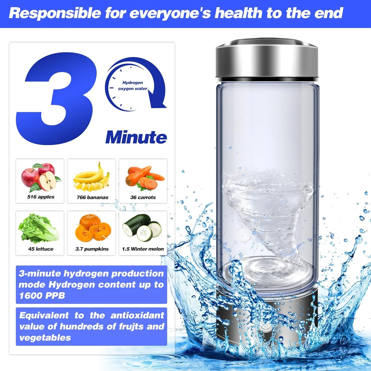 Hydrogen Water Bottle Generator V99824