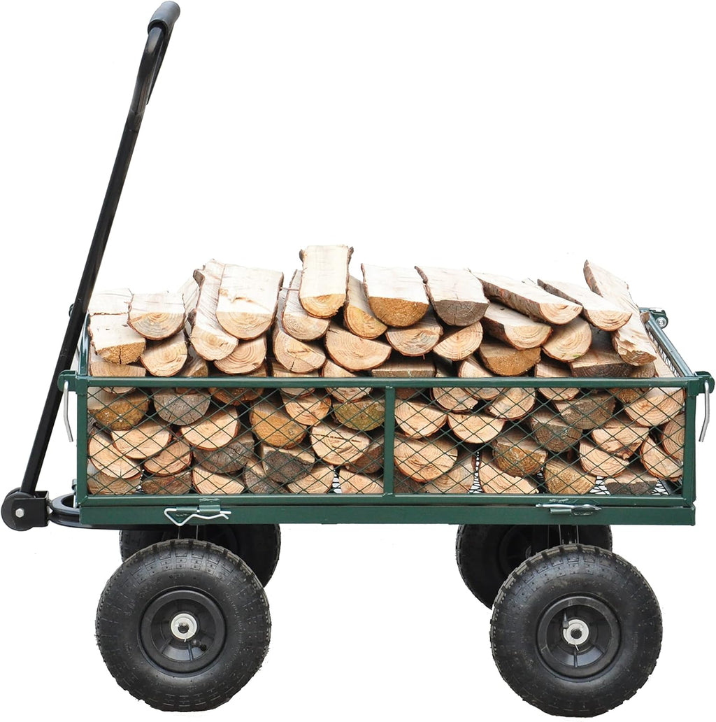 Green Heavy Duty Mesh Steel Utility Wagon with Removable Sides W5788