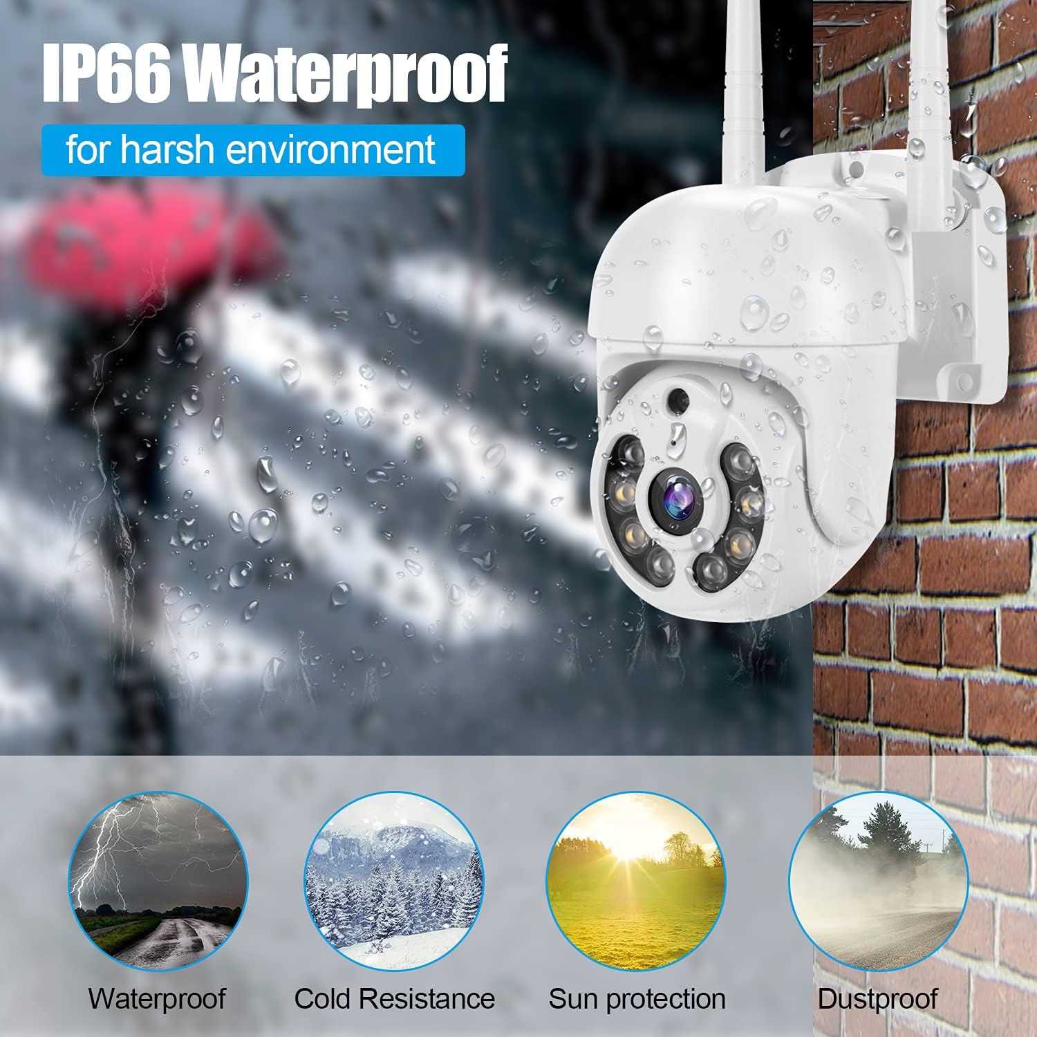 2K Wireless 8CH NVR 4PCS Outdoor WiFi PT Camera with Night Vision C755