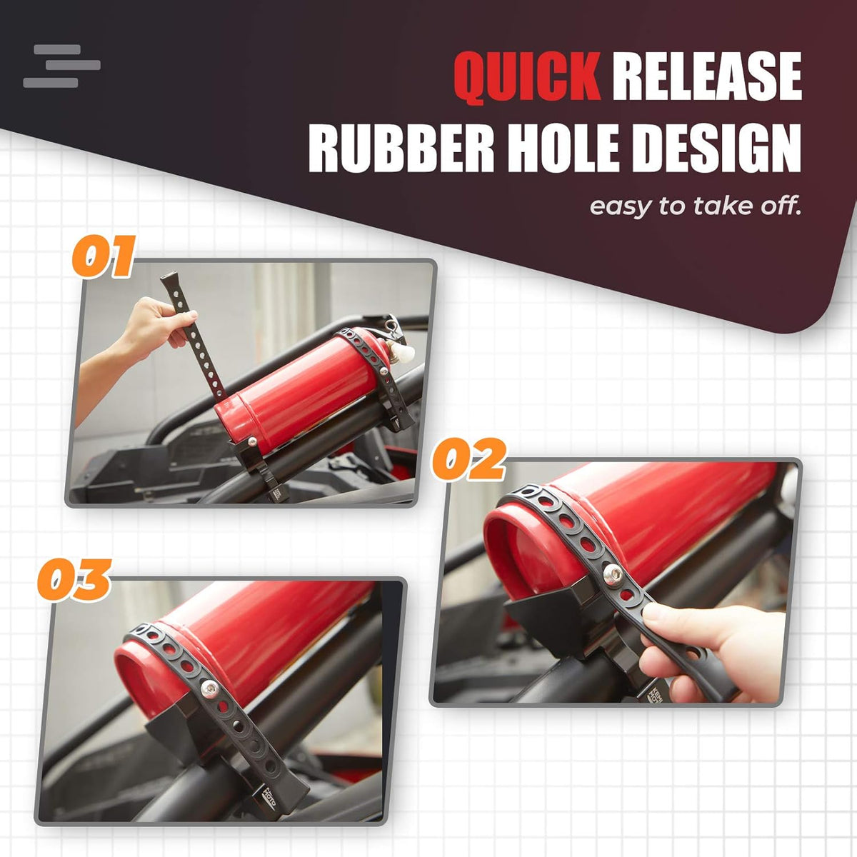 UTV Fire Extinguisher Mount with Quick Release W1386