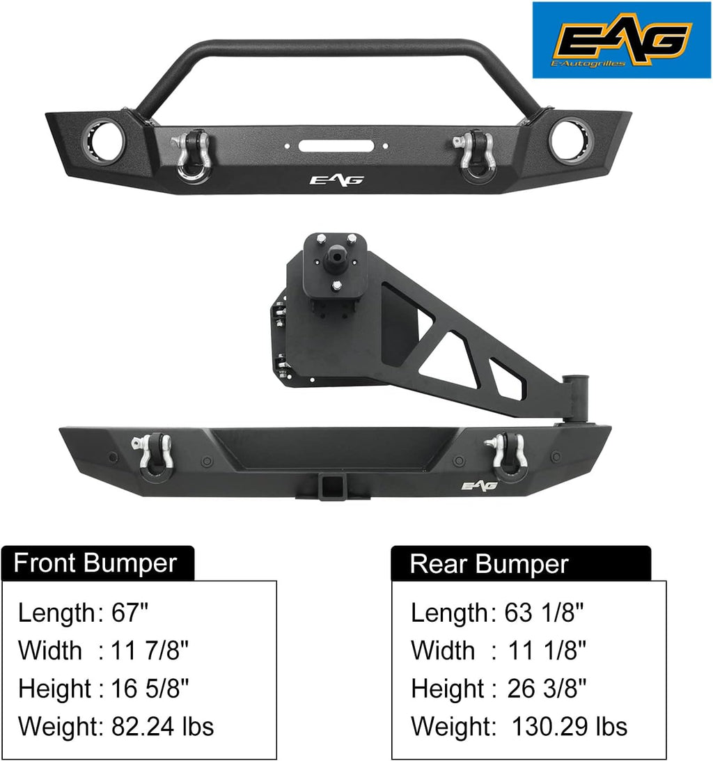 Rock Crawler Front Bumper with Tire Carrier Combo for Wrangler JL Z91205