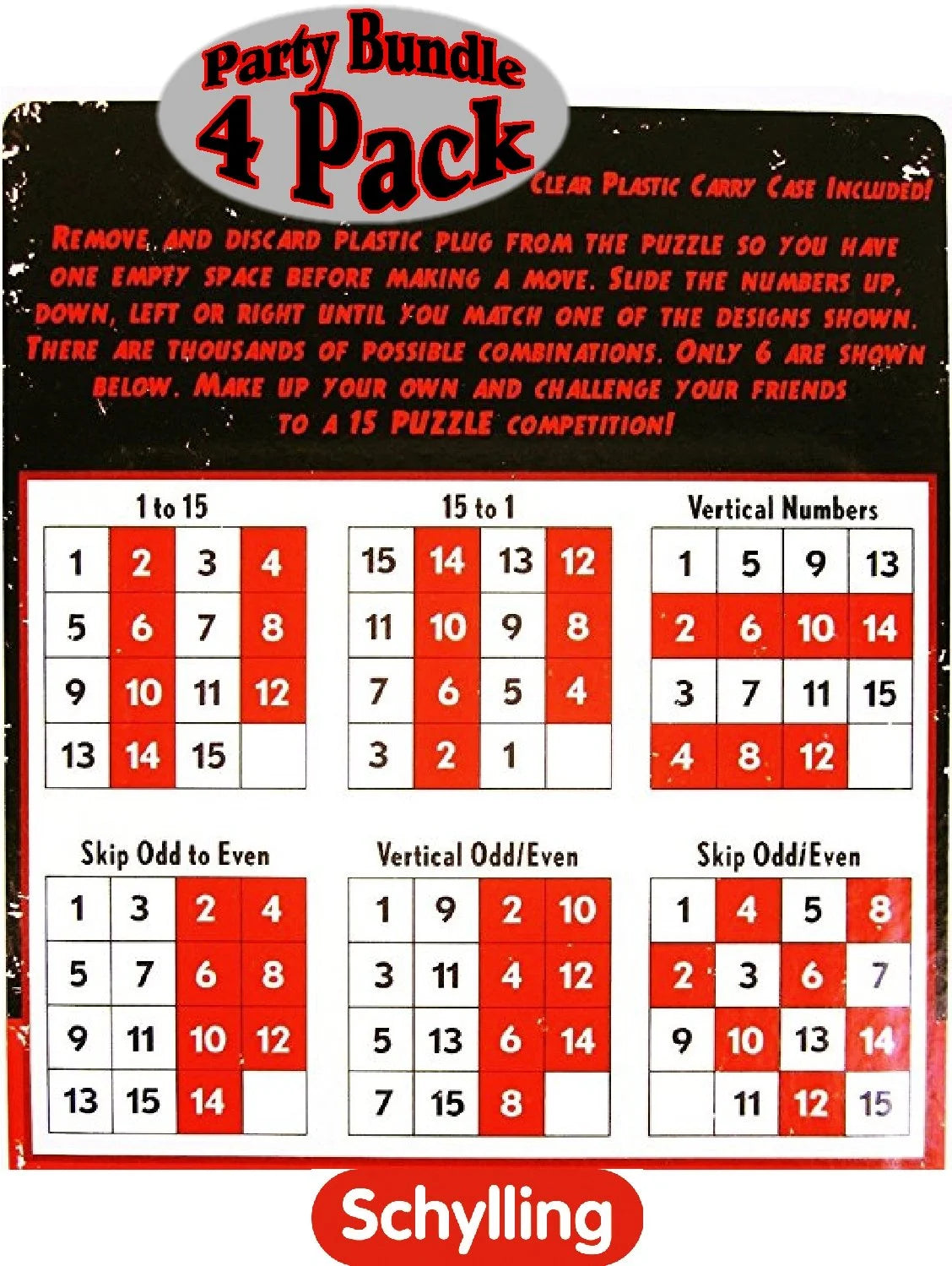 4 Pack Number Slide Brain Teaser with Clear Carry Case F5751