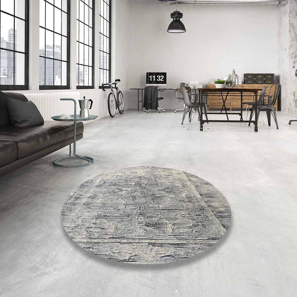 Pale Silver Gray Rectangle Oriental Area Rug U2800
