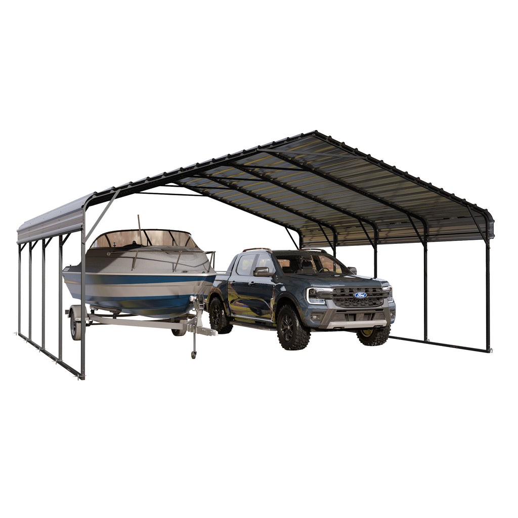 20 x 20 ft Metal Carport with Galvanized Steel Roof T12921