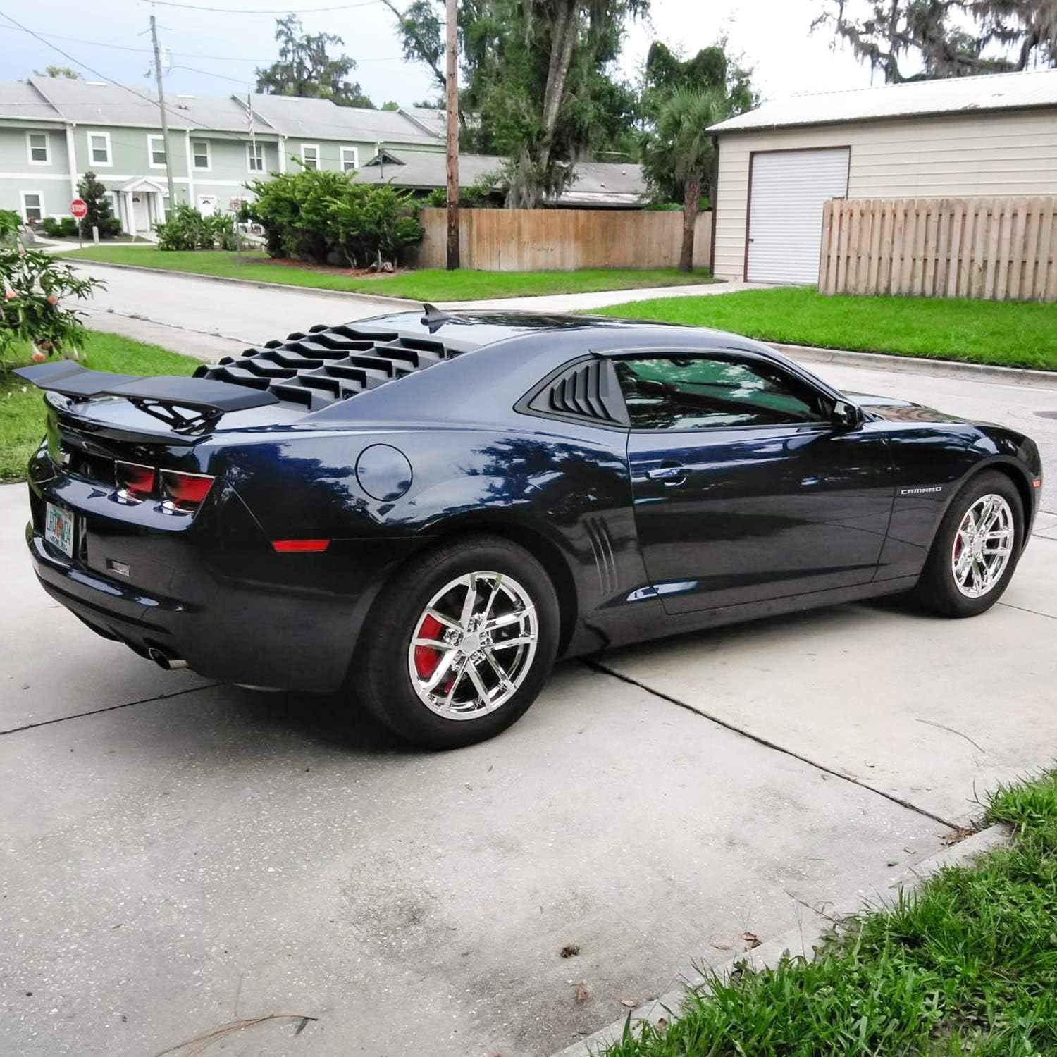 Matte Black Rear Side Window Louvers Sun Shade Cover for Chevrolet Camaro 2016-2021 J43873