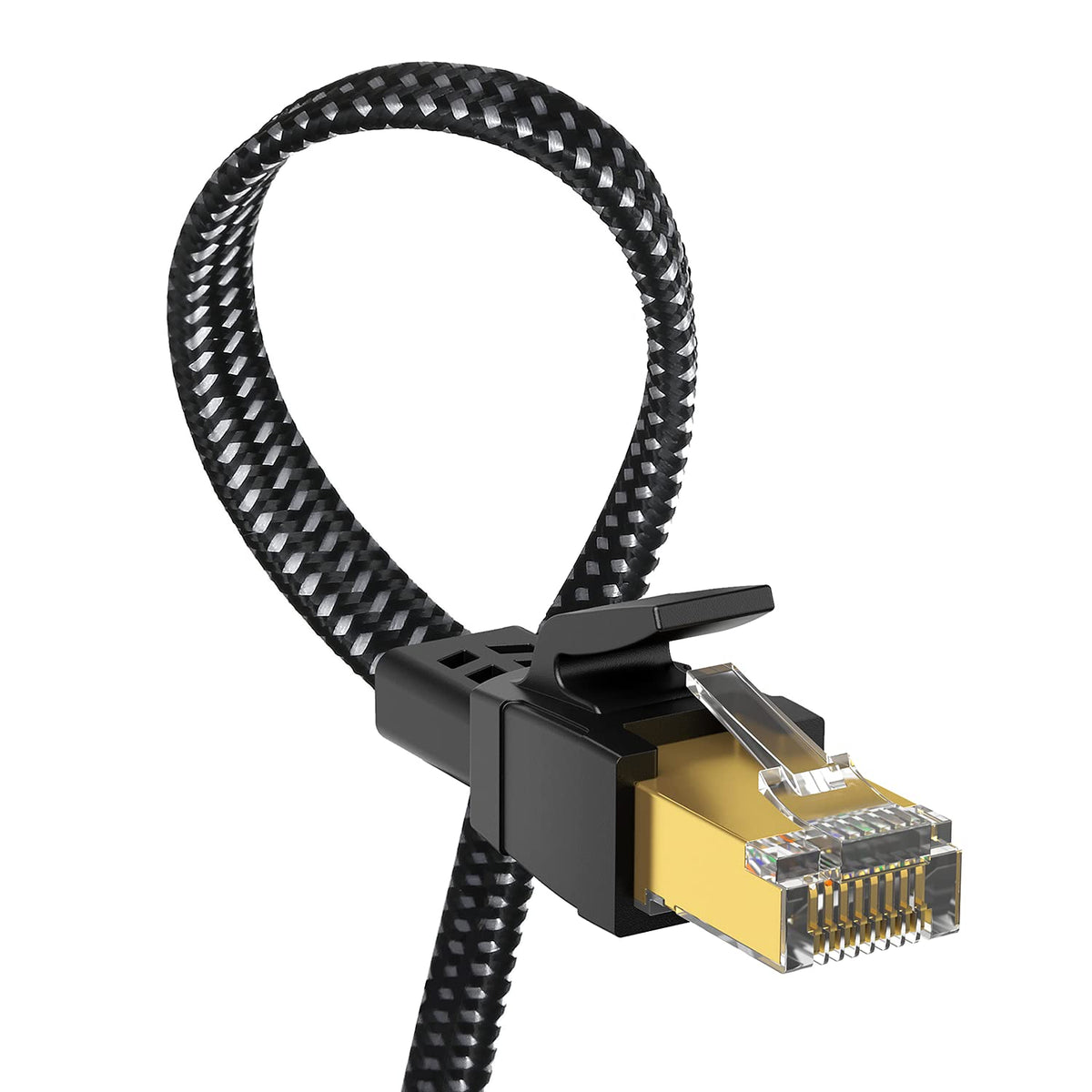 Cat 8 Ethernet Cable 200 ft, Nylon Braided SFTP RJ45 Flat Shielded Internet Cable V223525