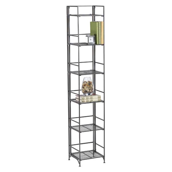 6-Shelf Iron Folding Tower Pewter H87996