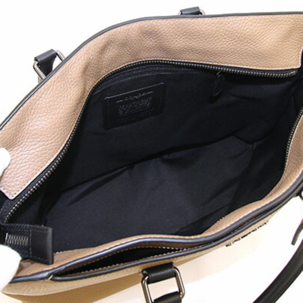 Khaki Black Leather Tote Bag E691302