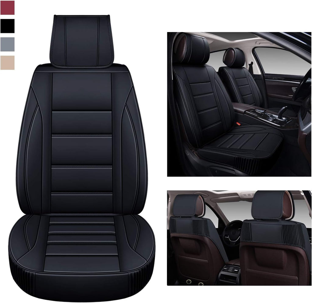 Leather Car Seat Covers Front Pair with Faux Waterproof Leather V68856