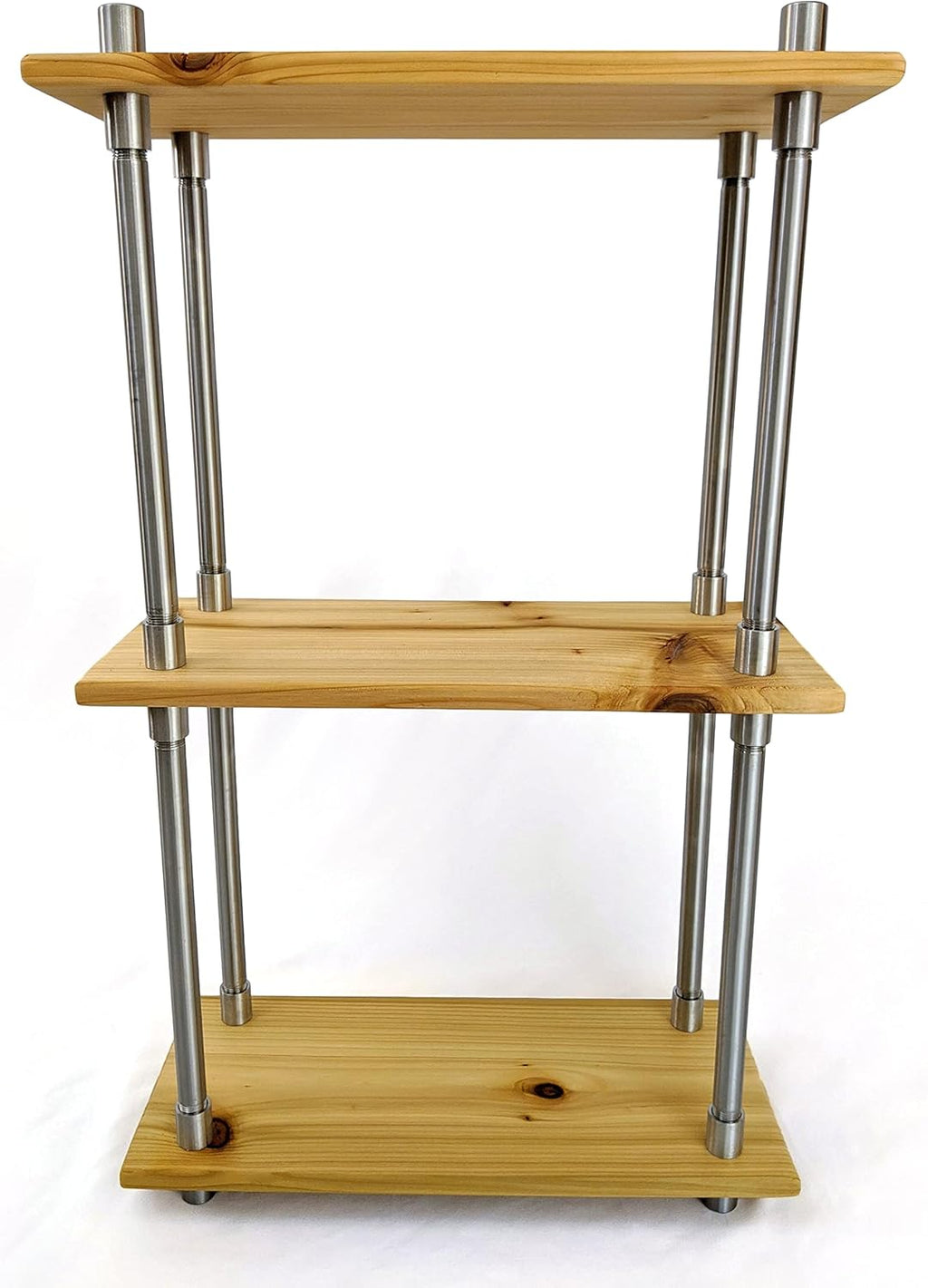 Solid Cedar Wood Stainless Steel Metal Bookcase 16 Inch Wide Z7535