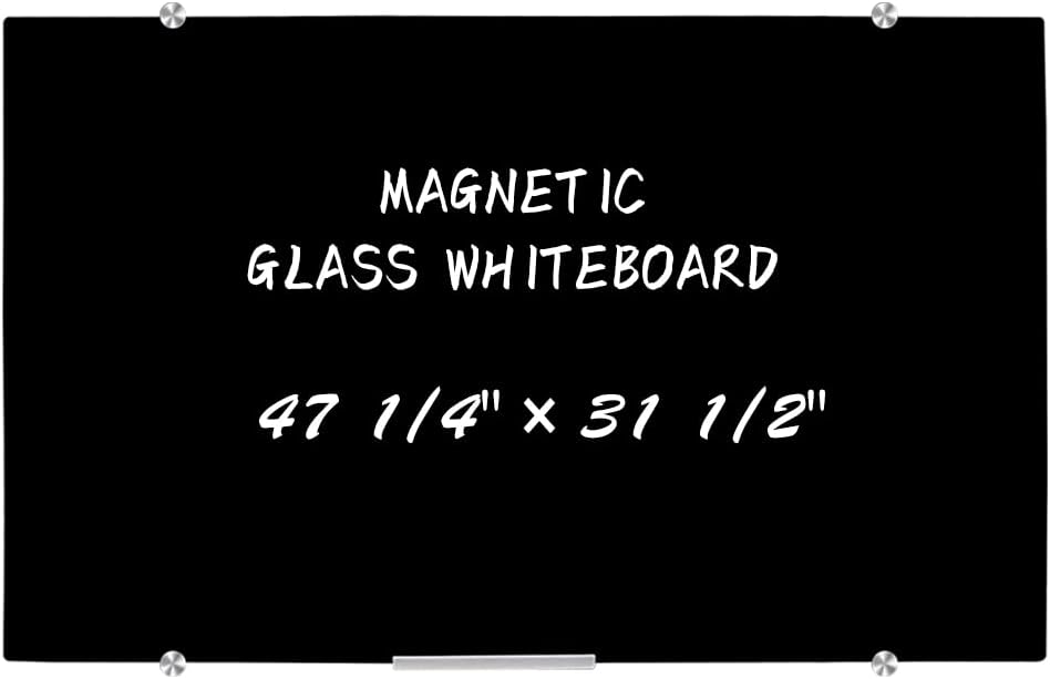 Blue Glass Dry Erase Board, 4’ x 3’, Wall Mounted, Frameless K45853