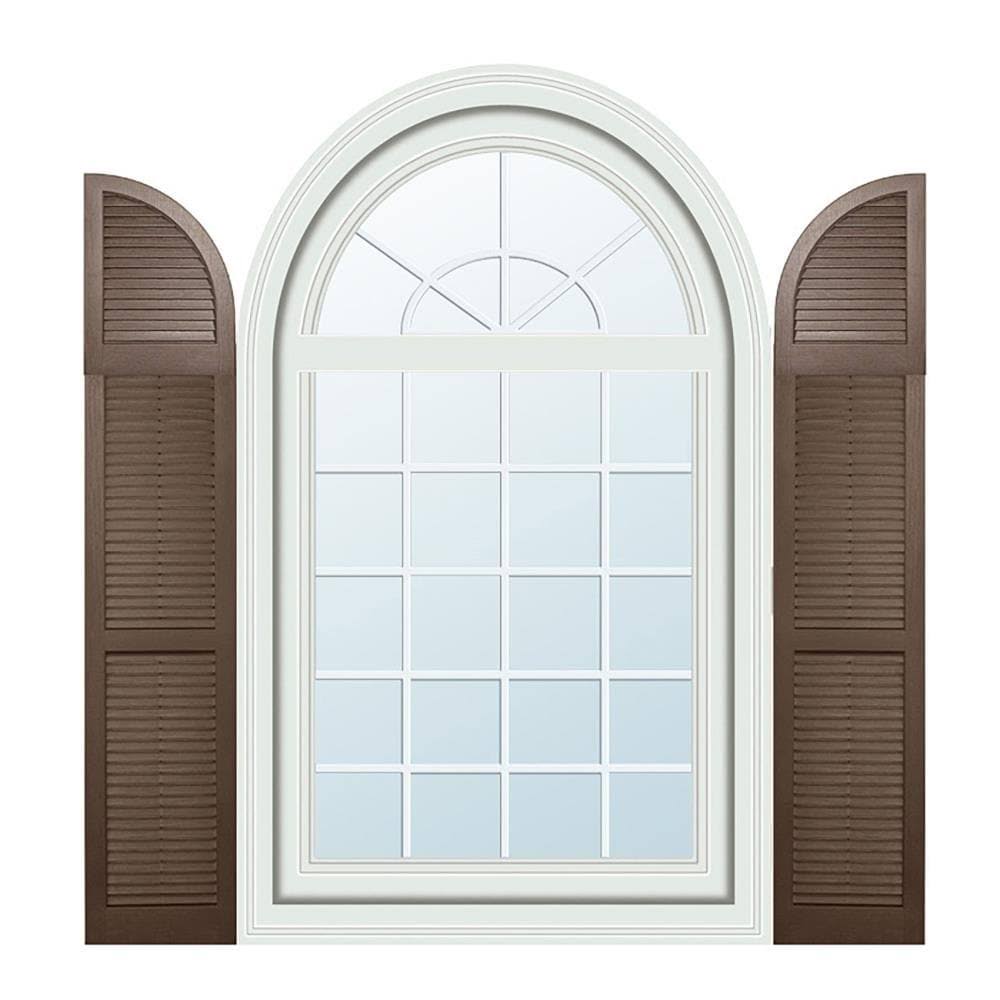 2-Pack Brown Louvered Vinyl Exterior Shutters Q4056