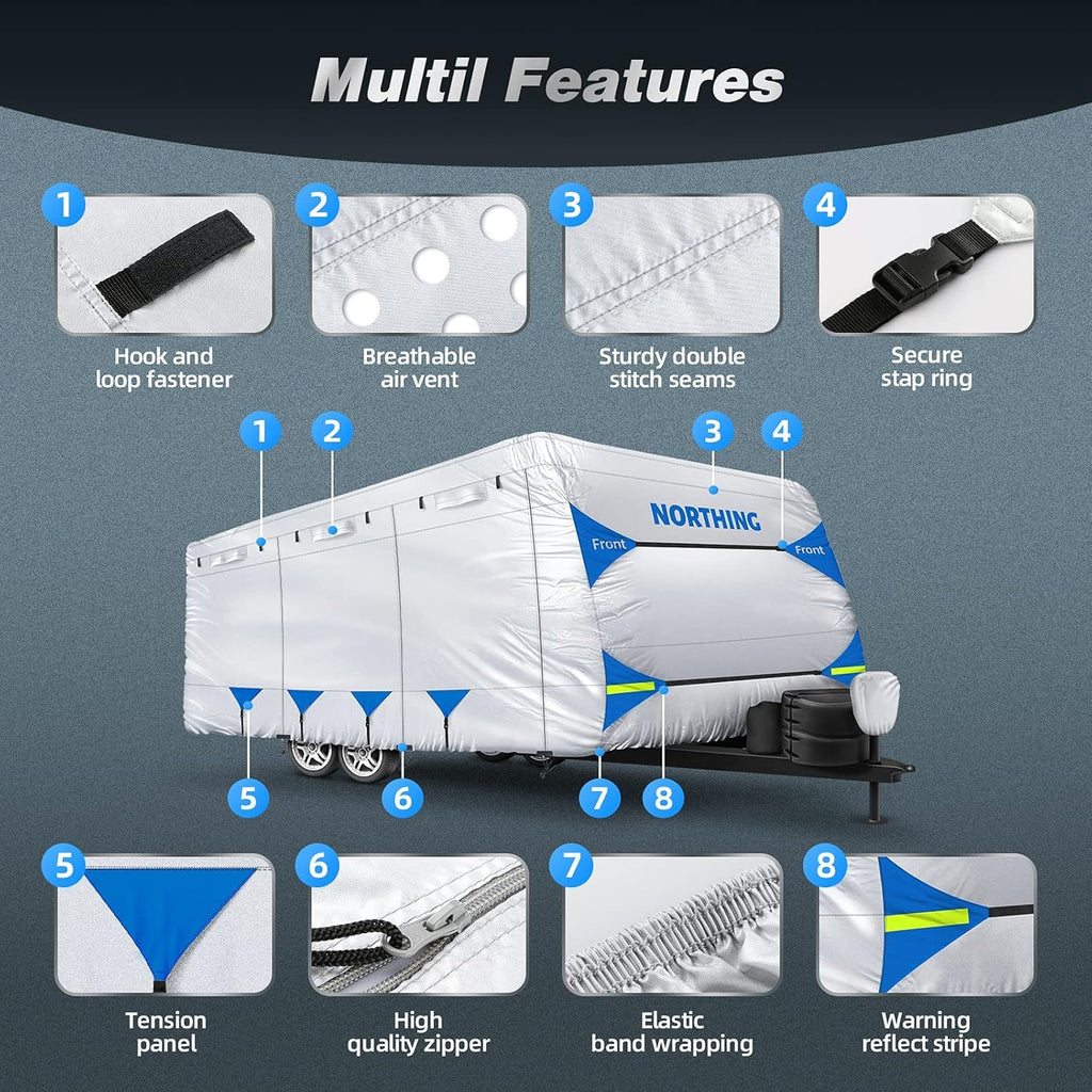 Silver Coating Travel Trailer RV Cover for 27-30 ft Q4114