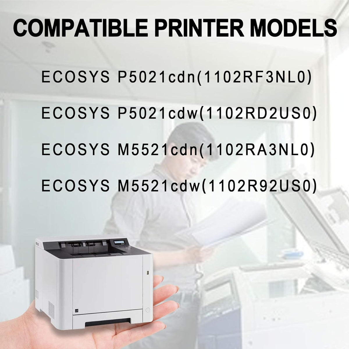 3 Pack Black Toner Cartridge Replacement for Kyocera ECOSYS P5021cdn P5021cdw M5521cdn M5521cdw B5587