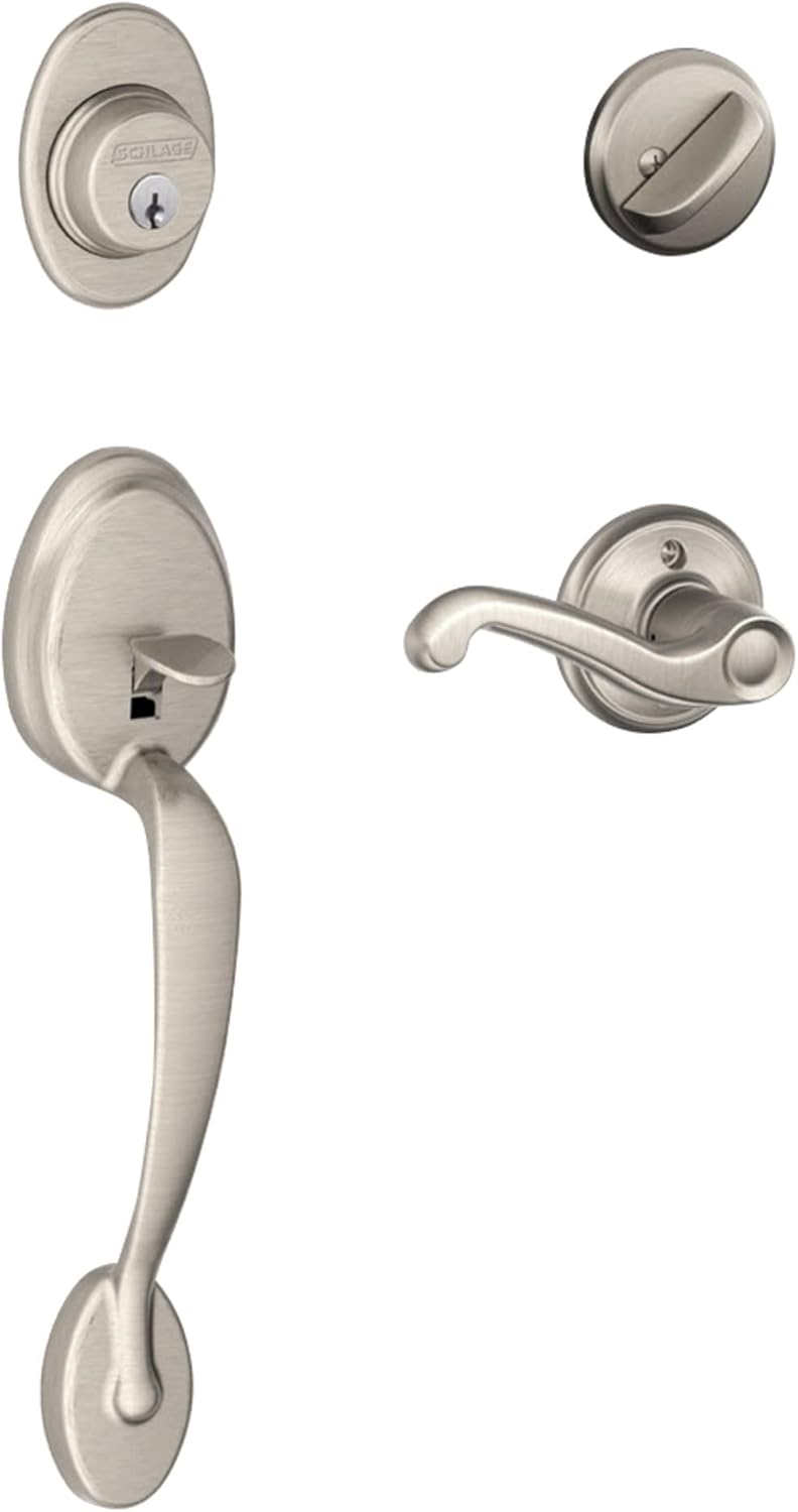 Front Entry Handleset with Deadbolt, Satin Nickel A88185