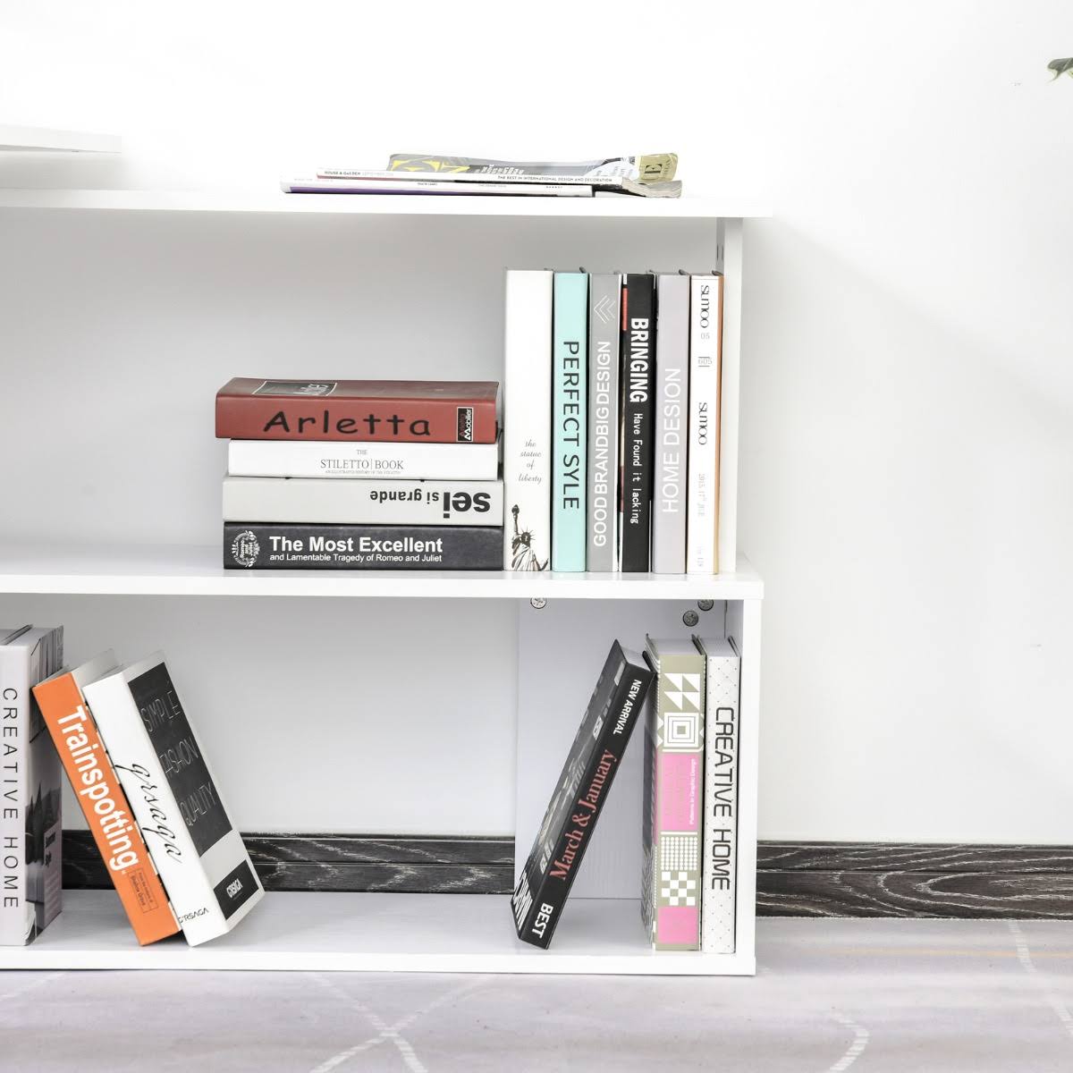 360 Rotating L Shaped Corner Desk with Bookshelves P238