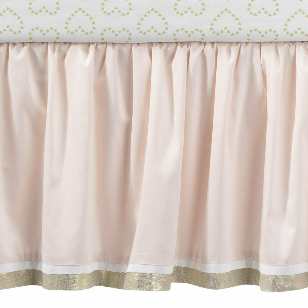 4 Piece Crib Bedding Set in Pink and White T8381