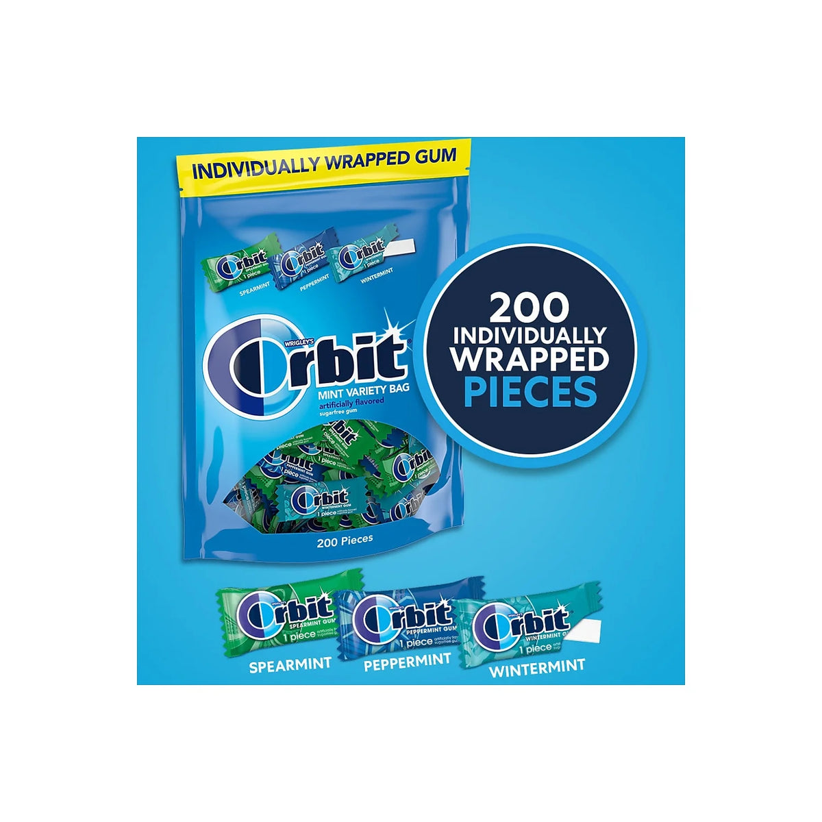 Sugar Free Gum Assorted Flavors 13.4 oz. 200 Pieces/Pack M487