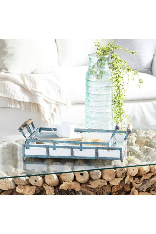 Set of 2 Blue Metal Farmhouse Tray K5309